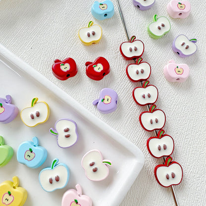 Apple Metal Beads 13mm Glossy Painted Multicolor 10pcs 3