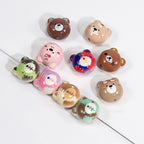 Cartoon Character Bear Head Acrylic Beads 17mm Colorful 10pcs 2