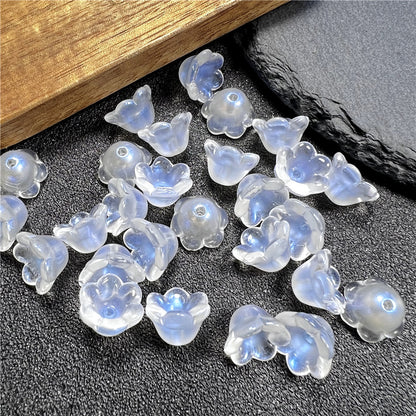 Czech Glass Beads Flower 12mm Iridescent Crystal Clear 50pcs 22
