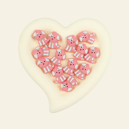 Silicone Focal Beads Puppy Sitting Pose 20pcs 7
