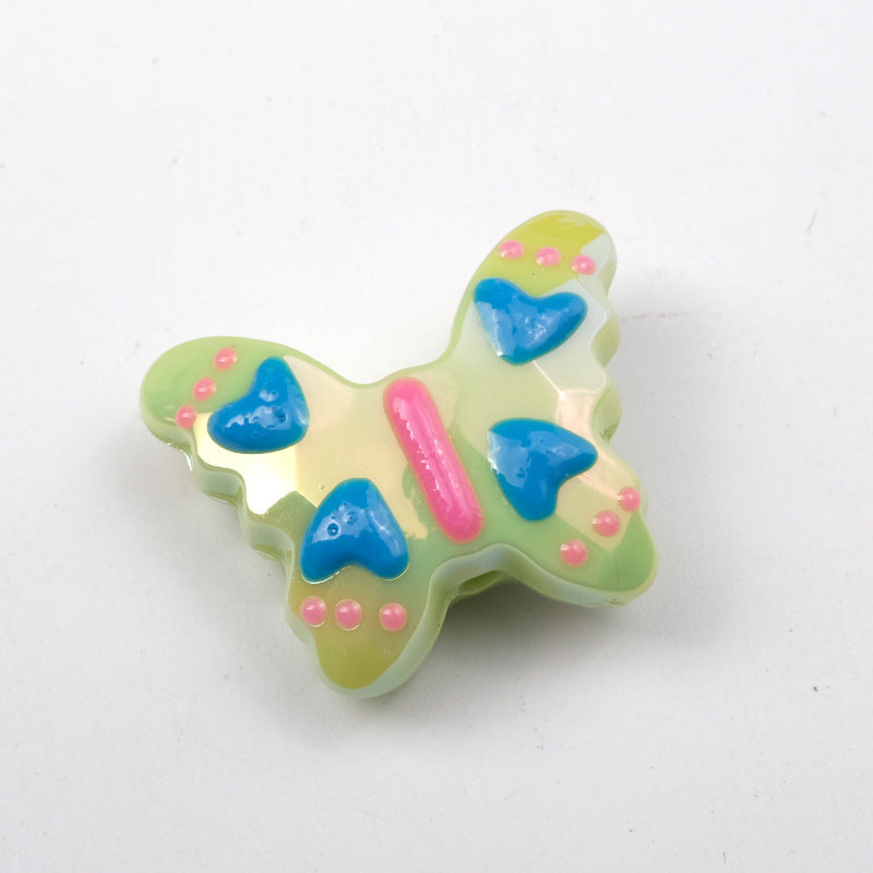 Colorful Plating Butterfly Acrylic Beads 29mm Mixed Smooth Faceted 10pcs 5