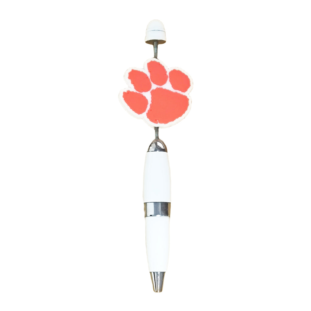 Silicone Focal Beads Clemson Tigers Paw Print Red Outline 20pcs 3
