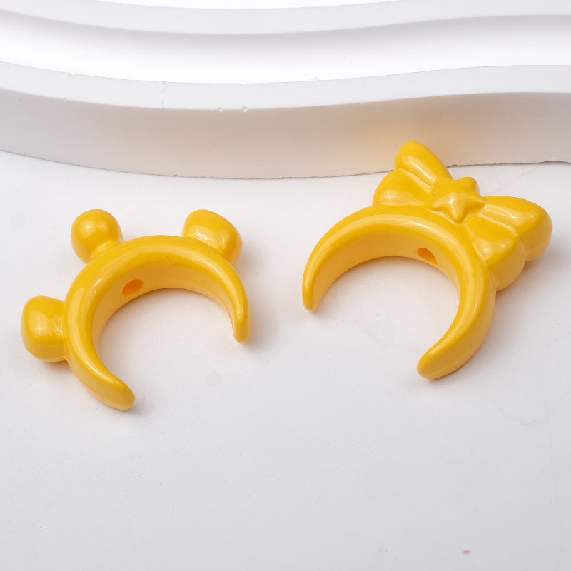 Glossy Painted Crescent Acrylic Beads 22-24mm Cartoon Hairband 50pcs 8