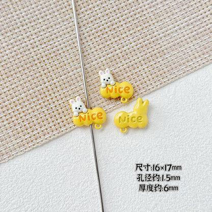 Baking Painted Window Kitten and Nice Rabbit Metal Beads 15/17mm 10pcs 17