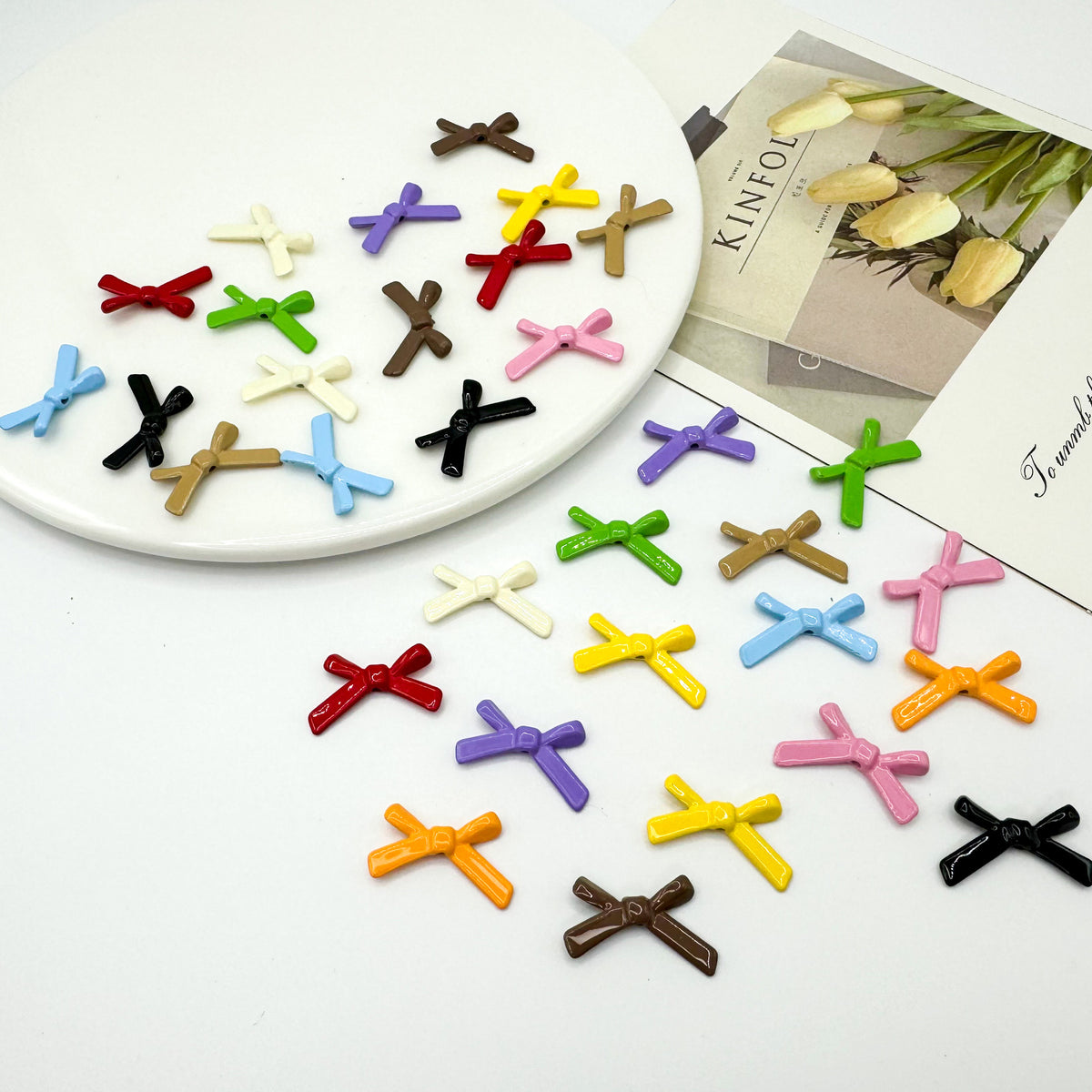 Bow Metal Beads 20mm Baking Painted Polished Alloy 50pcs