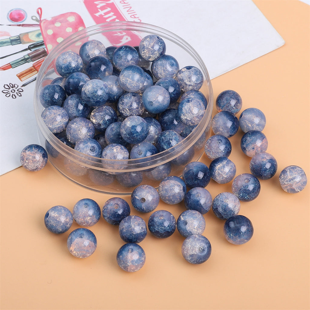 Crackle Round Glass Beads 8mm Multicolor Mixed 30pcs 15