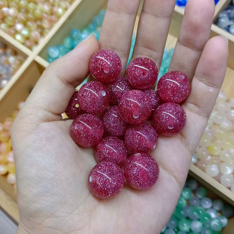 Gradient Glitter Resin Beads 8-16mm Sparkling Mixed Colors 50pcs 7