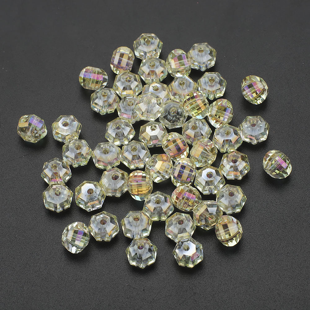 Faceted Glass Beads 8mm Watermelon Electroplated Iridescent 30pcs 21