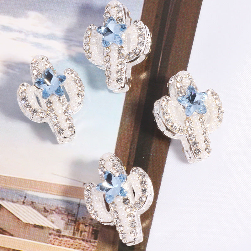 Rhinestone Encrusted Cactus Rhinestone Beads 23mm Alloy 2pcs 7