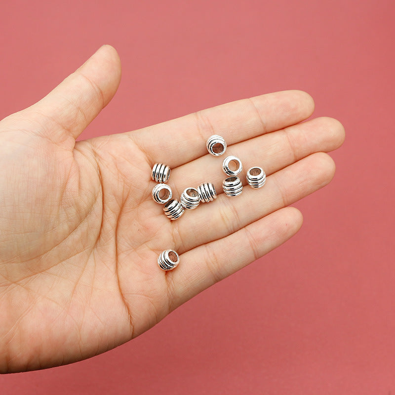 Tube Metal Beads 7mm Threaded Tibetan Large Hole Alloy 100pcs 3