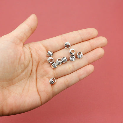 Tube Metal Beads 7mm Threaded Tibetan Large Hole Alloy 100pcs 3