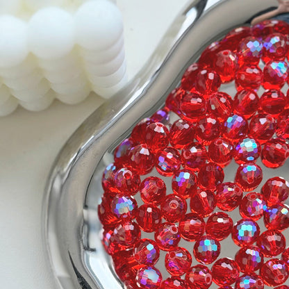 Vintage Faceted Round Glass Beads 8mm Iridescent 50pcs 8