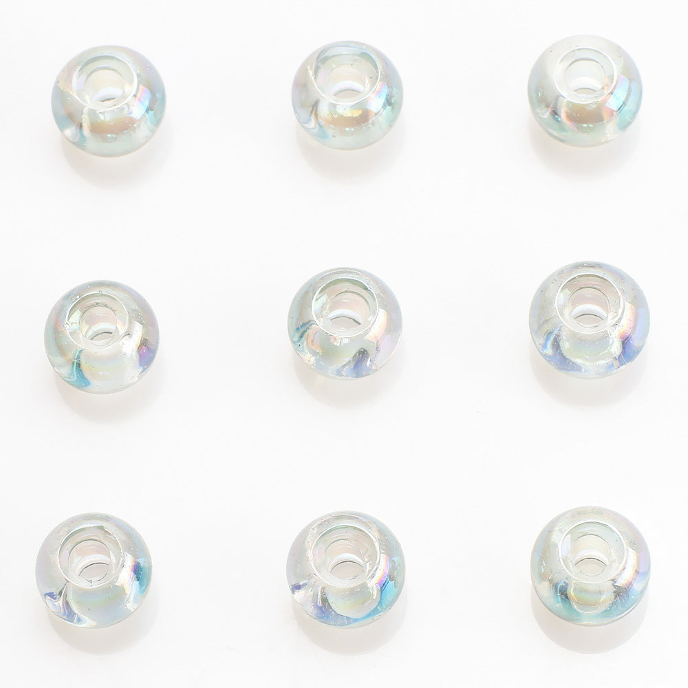 Glass Smooth Spacer Beads 8mm 10mm Large Hole Electroplated 50pcs 7