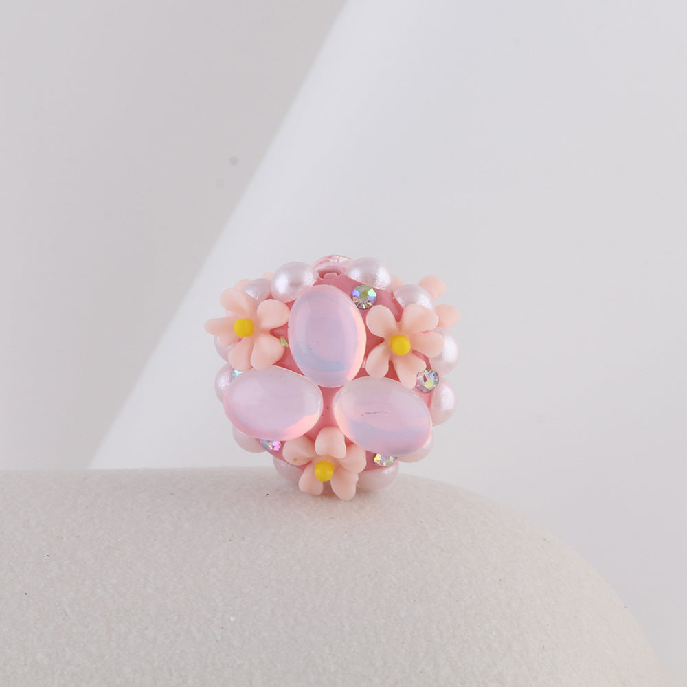 Cat Eye Bubblegum Beads 16mm Triple Flower Cluster Pastel 6pcs 9