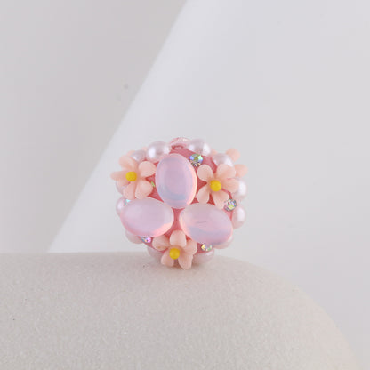 Cat Eye Bubblegum Beads 16mm Triple Flower Cluster Pastel 6pcs 9