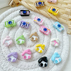 Baking Painted House and Camera Metal Beads 11mm 15mm Pastel Colors 20pcs