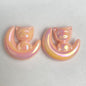 UV Plating Moon Cat Acrylic Beads 26mm Iridescent Pastel 50pcs 12