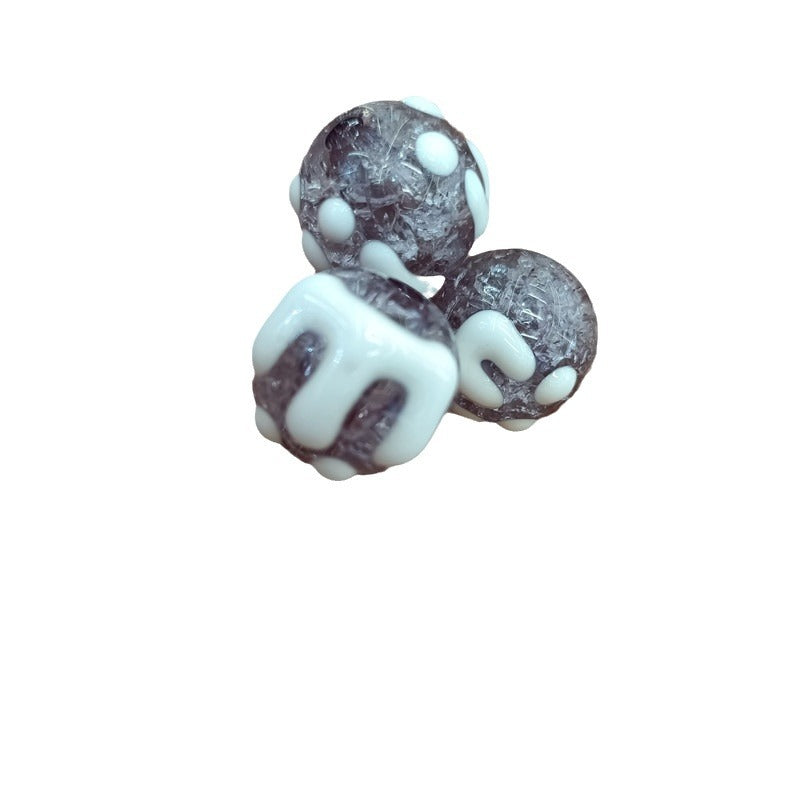 Hand Painted Round Acrylic Beads 16mm Crackle Texture 100pcs 5