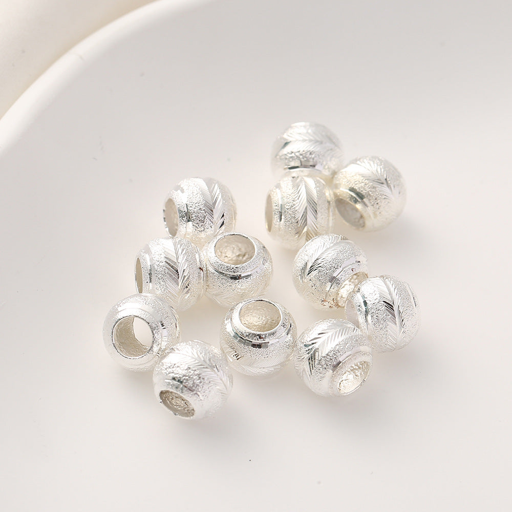 Brass Flower Engraved Metal Beads 10mm Matte Large Hole 50pcs 11