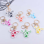 Wooden Cow Head Keychain Cartoon Animal Design Lightweight