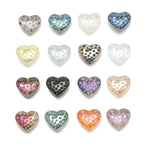 Electroplated Heart Glass Beads 13x15mm Peach Metallic 20pcs