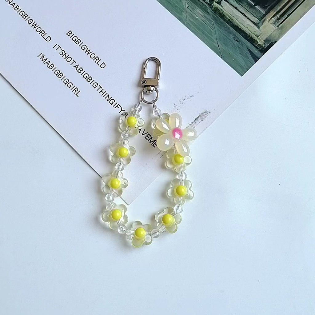 Acrylic Flower Beaded Keychain Pastel Translucent Floral Charm 12