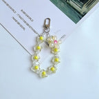 Acrylic Flower Beaded Keychain Pastel Translucent Floral Charm 12