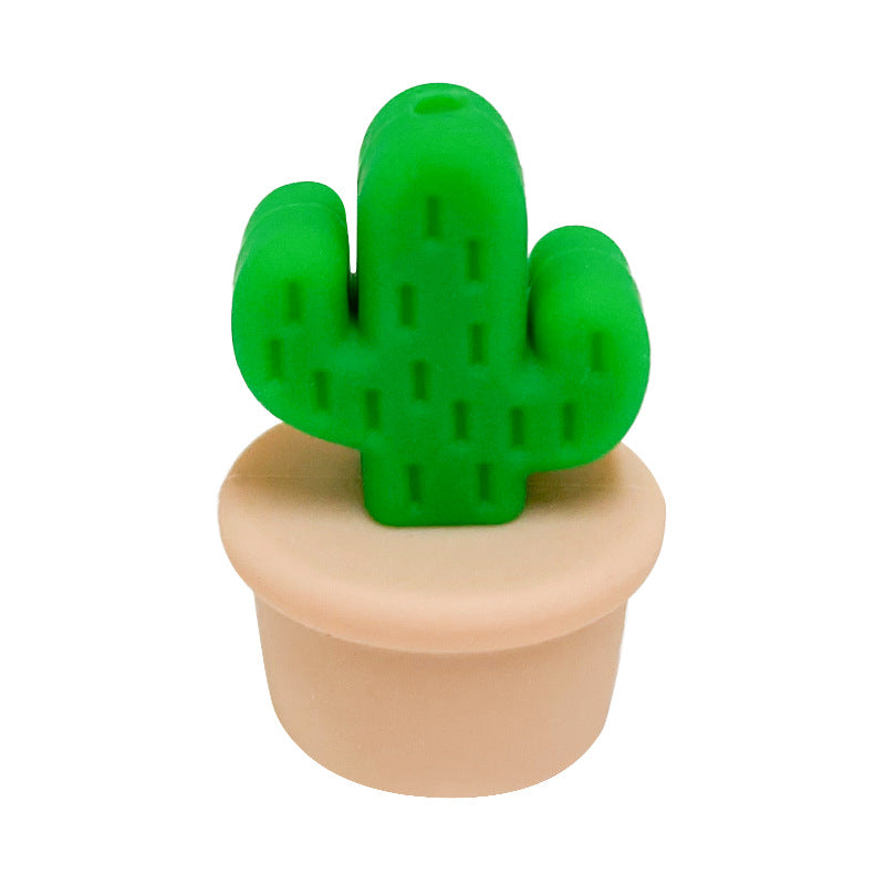 Silicone 3D Focal Beads Flowerpot Cactus Textured Vibrant Pots 20pcs 7