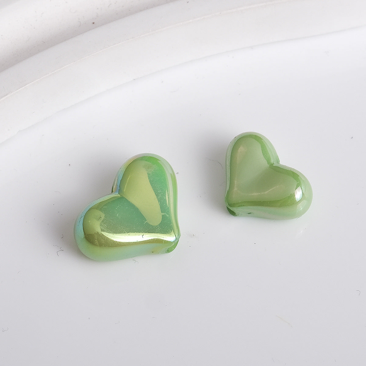 Solid Color Plating Heart Acrylic Flat Beads 13mm 17mm 250pcs 6
