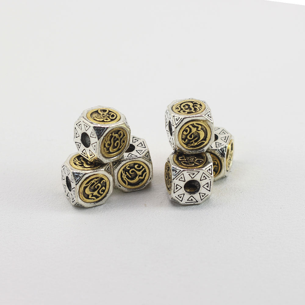 Square Metal Beads 11mm Mythical Creature Antique Silver Gold Tone 10pcs 4