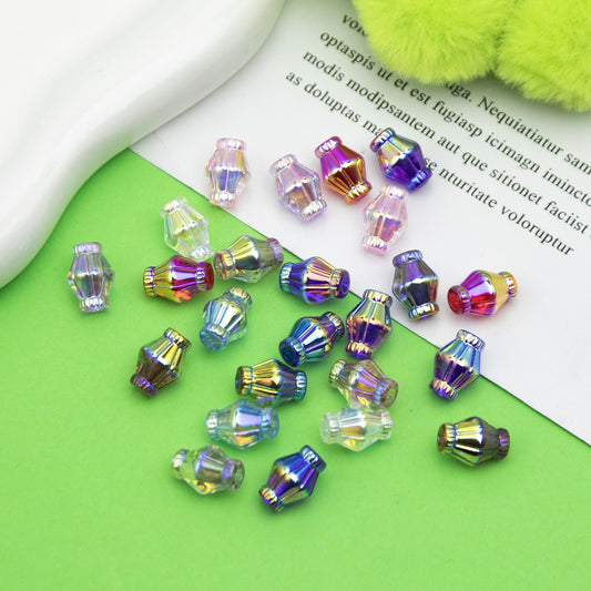 Plated Rhombus Acrylic Beads 13mm Transparent Iridescent 20pcs