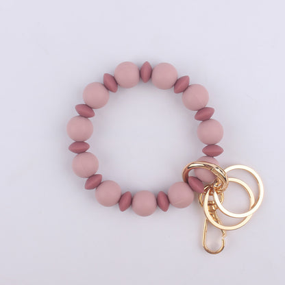 Silicone Bead Wristlet Keychain with Colorful Spacer Beads 11