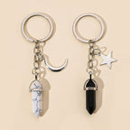 Alloy Pentagram Moon Couple Keychain Celestial Crystal Charm 3