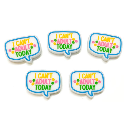 Silicone Focal Beads I Can't Adult Today Speech Bubble Flower Accents 20pcs 5