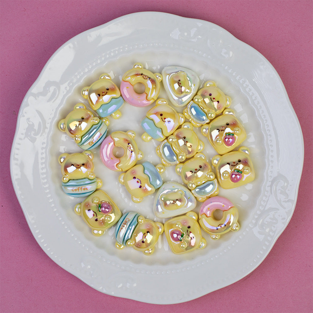 Plating Adorable Butter Bear Resin Beads Glossy Pastel Charms 20pcs 4