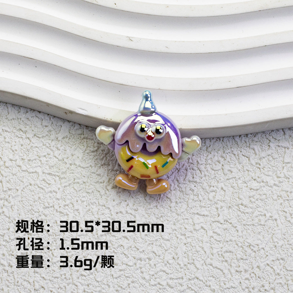 Plating Personified Food Resin Beads Glossy Mixed Colors 20pcs 8