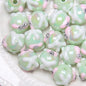 Painted Flower Acrylic Beads 16mm Round 14x18mm Square Purple Hand Painted 1pc 28