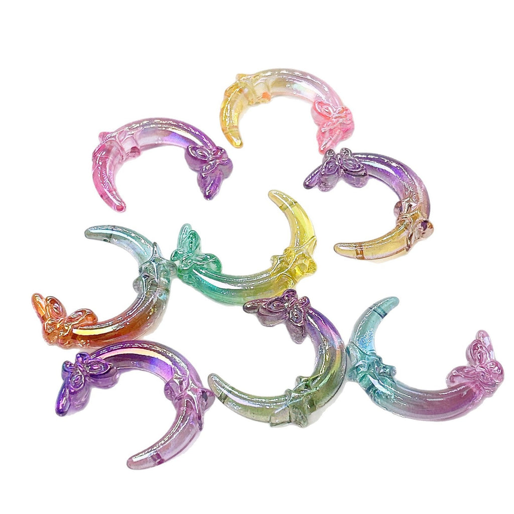 Transparent Glitter Gradient Butterfly Moon Acrylic Beads 42mm 50pcs 5