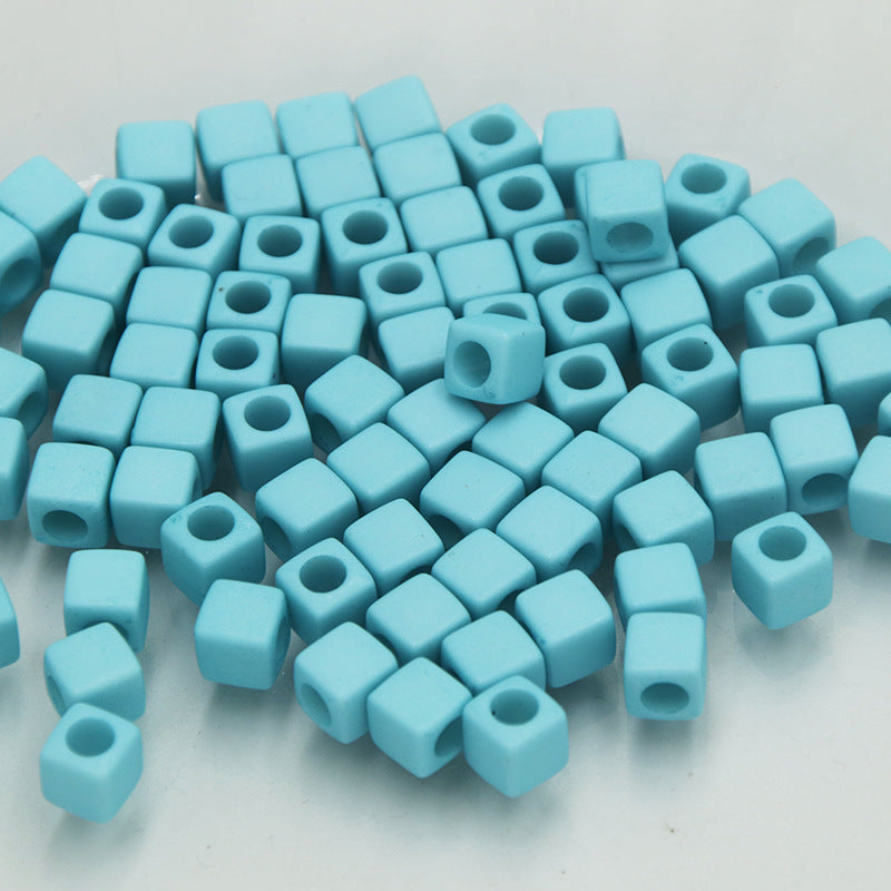 Square Acrylic Beads 7mm Large Hole Chunky Mixed Colors 100pcs 12