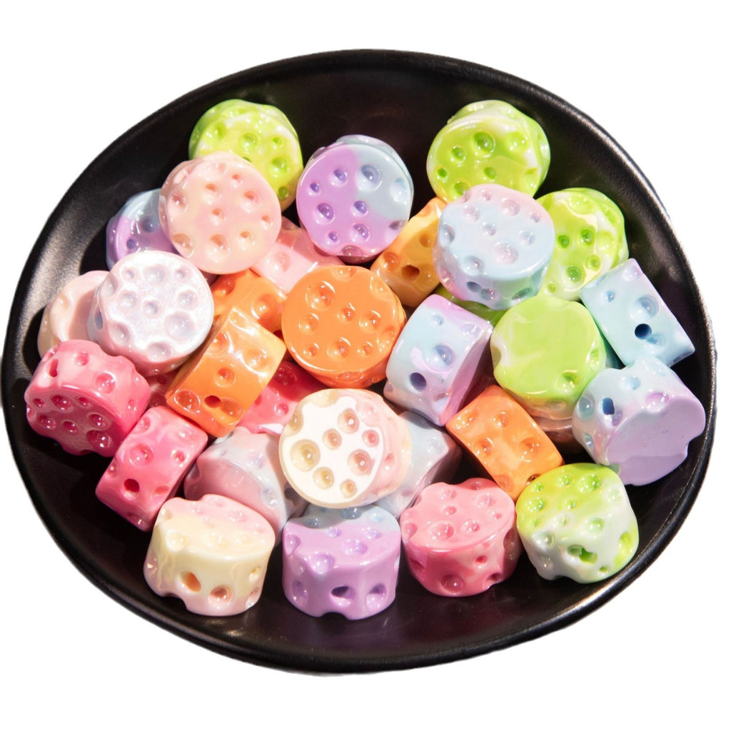 Gradient Colored Cheese Macaron Resin Beads 17mm Plating 20pcs 5