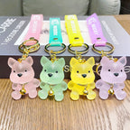 Resin Dog Keychain Jelly Bell Pastel Colors Lightweight