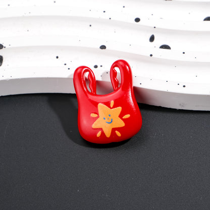 Painted Handbag Acrylic Beads 25mm Cartoon Pattern Bright Colors 10pcs 7