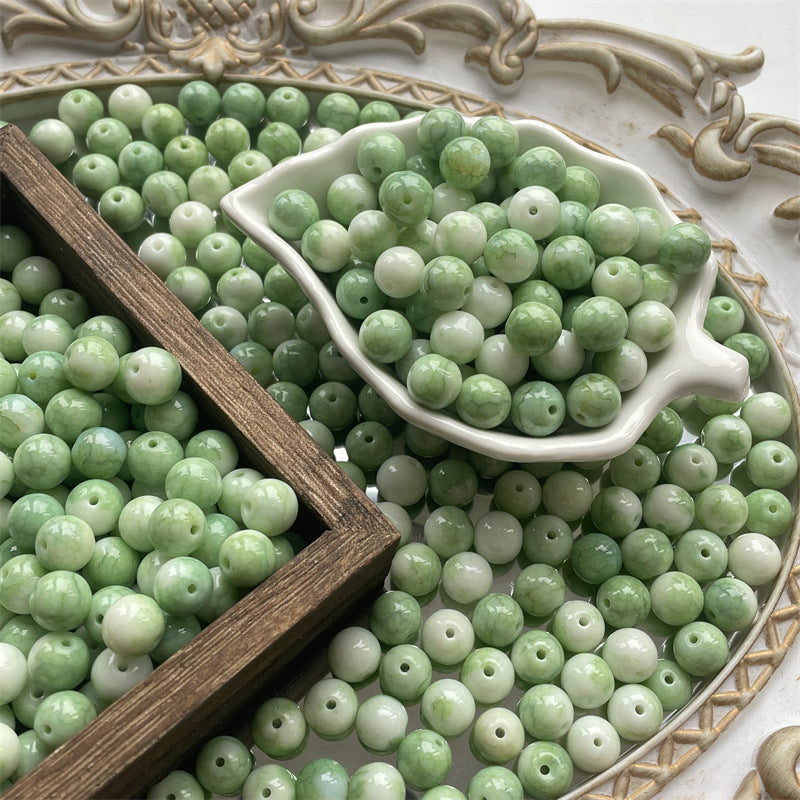 Crackle Round Glass Beads 10mm Imitation Jade Pastel Colors 40pcs 3