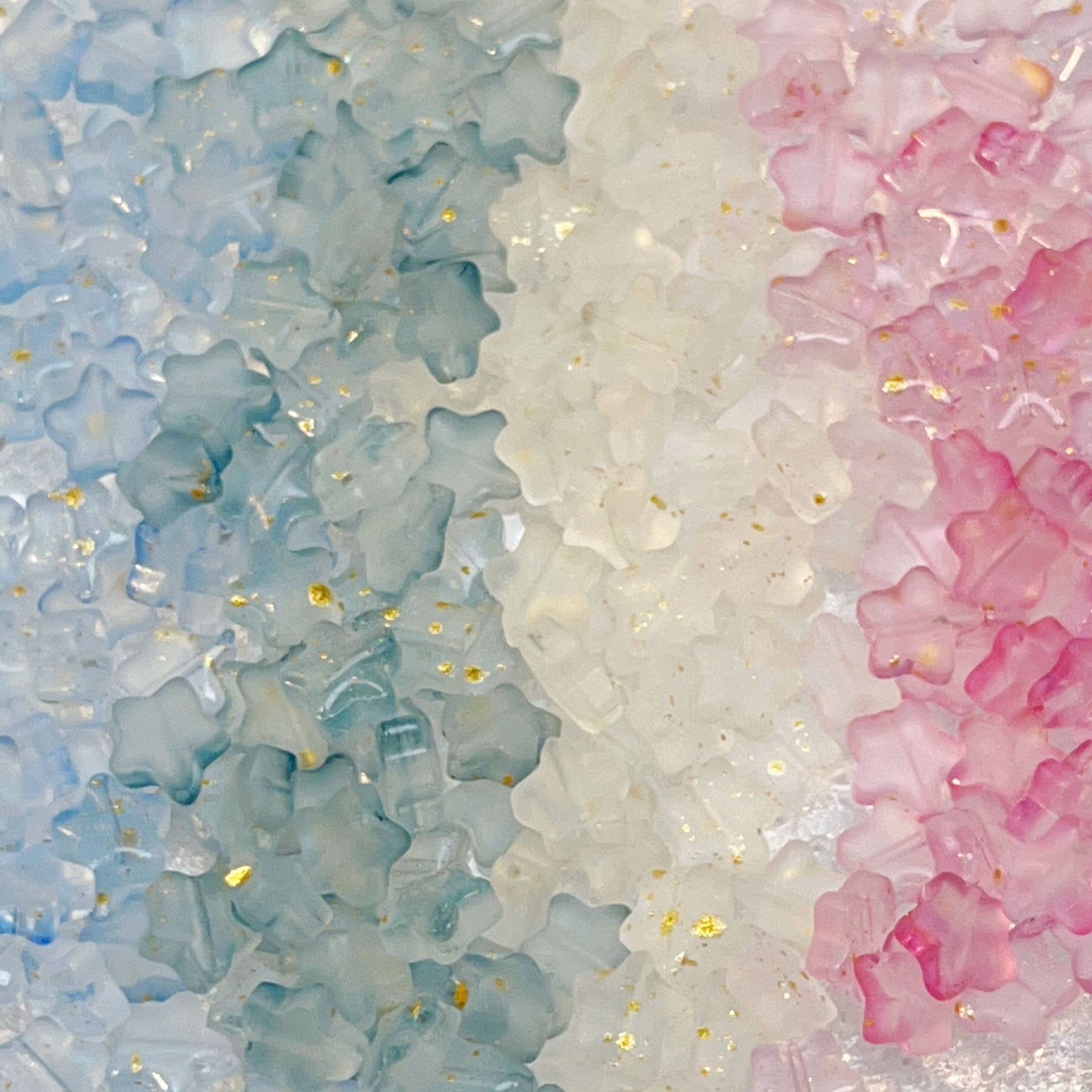 Frosted Pentagonal Star Glass Beads 8mm Soft Glow with Gold Flecks 30pcs 2