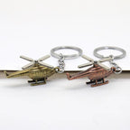 Vintage Alloy Helicopter Keychain Antique Bronze Tone Rotor Detail 3