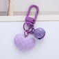 Acrylic Resin Heart Keychain Creative Faceted Surface with Bell Charm 7