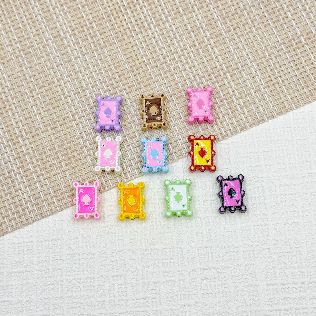 Baking Painted Poker Metal Beads 15mm Colorful Whimsical Design 10pcs 23