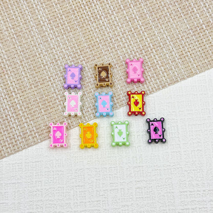 Baking Painted Poker Metal Beads 15mm Colorful Whimsical Design 10pcs 23