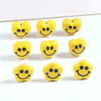 Yellow Smiley Star and Heart Ceramic Beads Glossy 10pcs