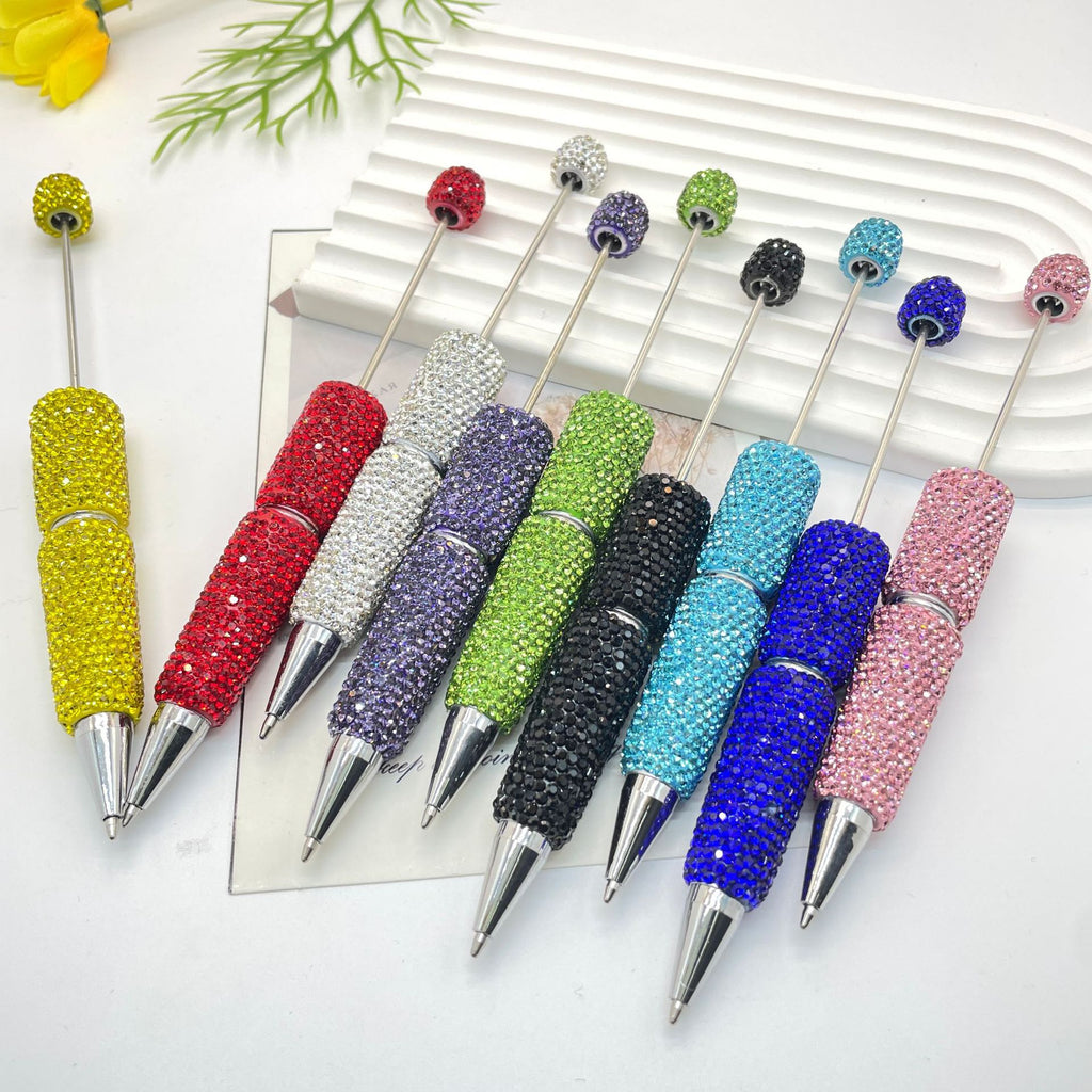 Beadable Pen Full Rhinestone Solid Color Ballpoint
